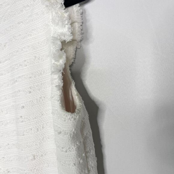 Rebecca Taylor 4 Snow Tweed V Neck Sleeveless Dress Striped Motif Cotton White - Picture 16 of 16